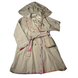 2-41 ZAC POSEN Women's Trench Coat Embroidered Size 8 Spring